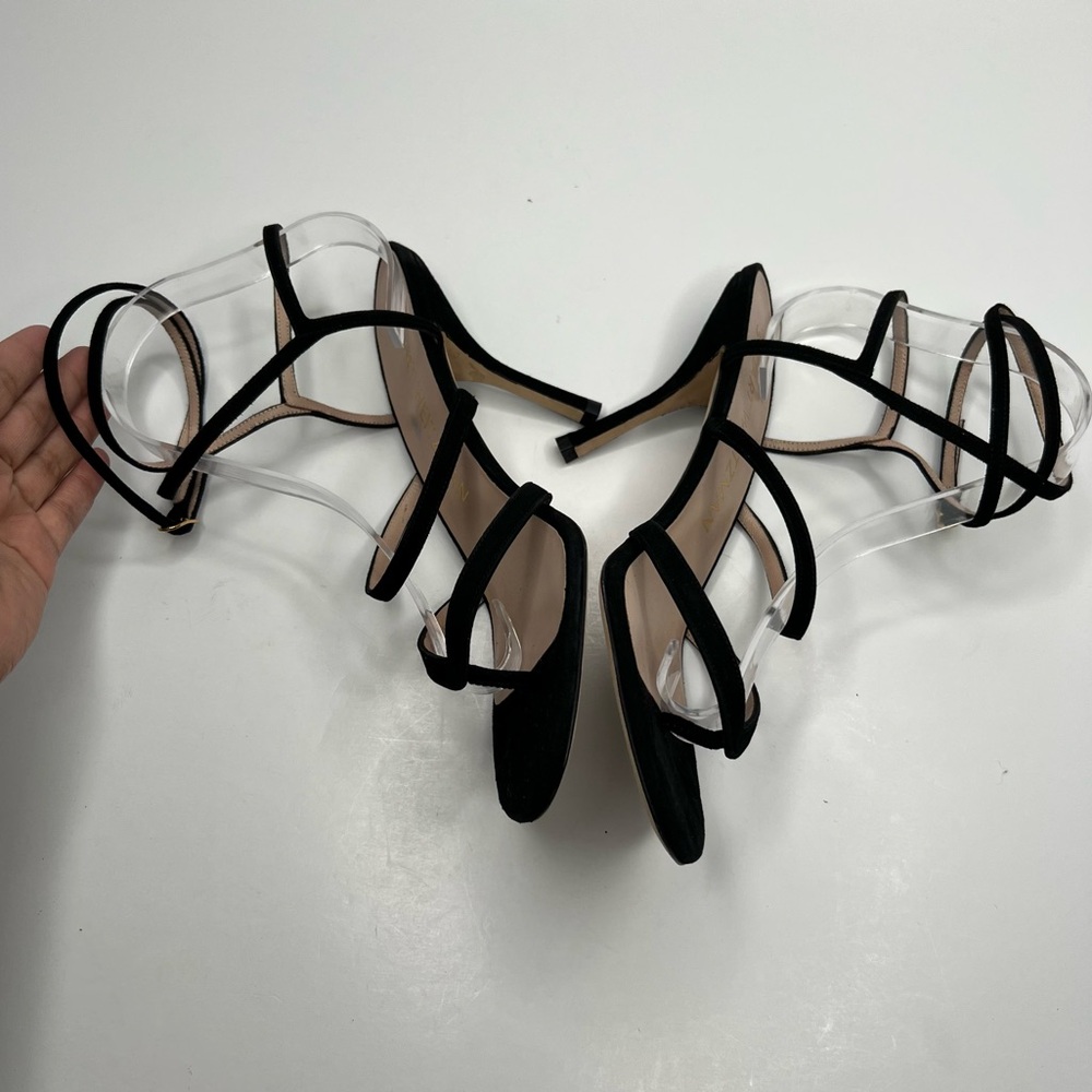 Stuart Weitzman Julina Black Patent Strappy Heels Sandals Size 9.5 - Picture 5 of 13